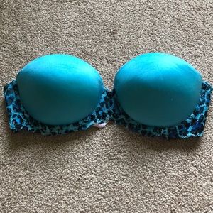 PINK Blue Cheetah print strapless bra